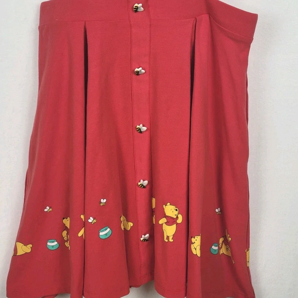 Disney Winnie The Pooh Balloon Ride Suspender Skirt Size M Red Pinafore Skater - Picture 7 of 14